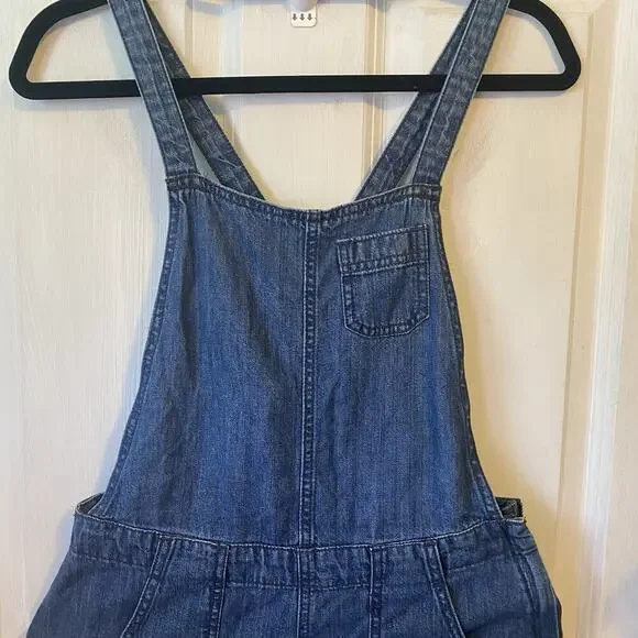 Gap Overalls Women 4/27R Denim Bib Medium Wash Pocket Slouchy Y2K Blue Wide Legs - Picture 9 of 13